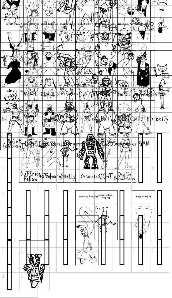 SPARKS Scrapbook font character map