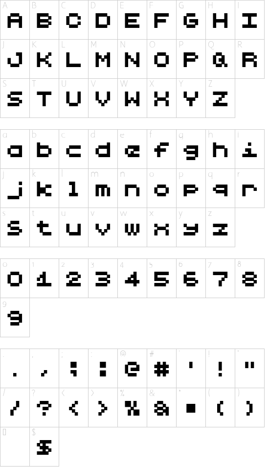 Lilliput Steps font character map