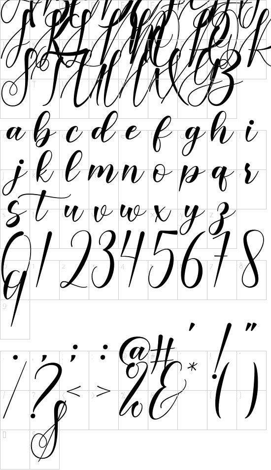 Barelyn font character map
