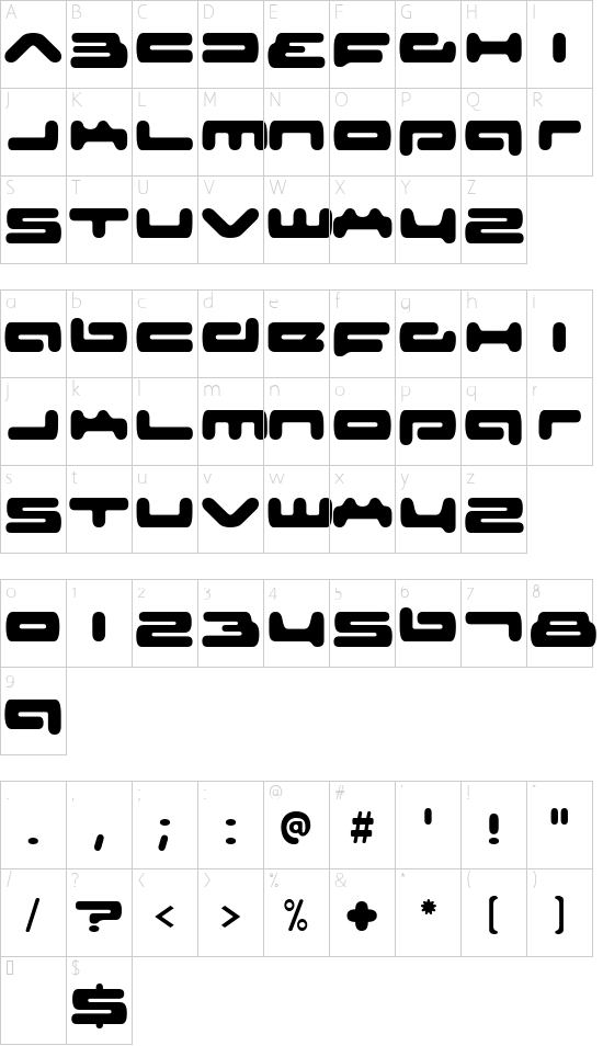 Senior Service font character map