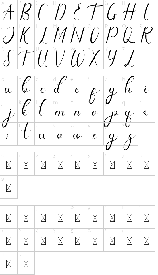 Daisy Facthory Demo font character map