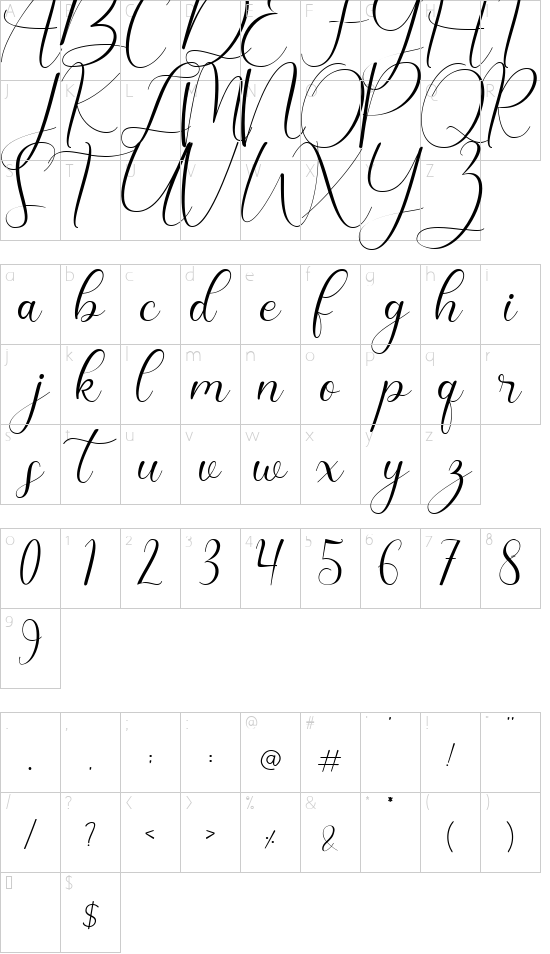 Dandelions Bloom font character map