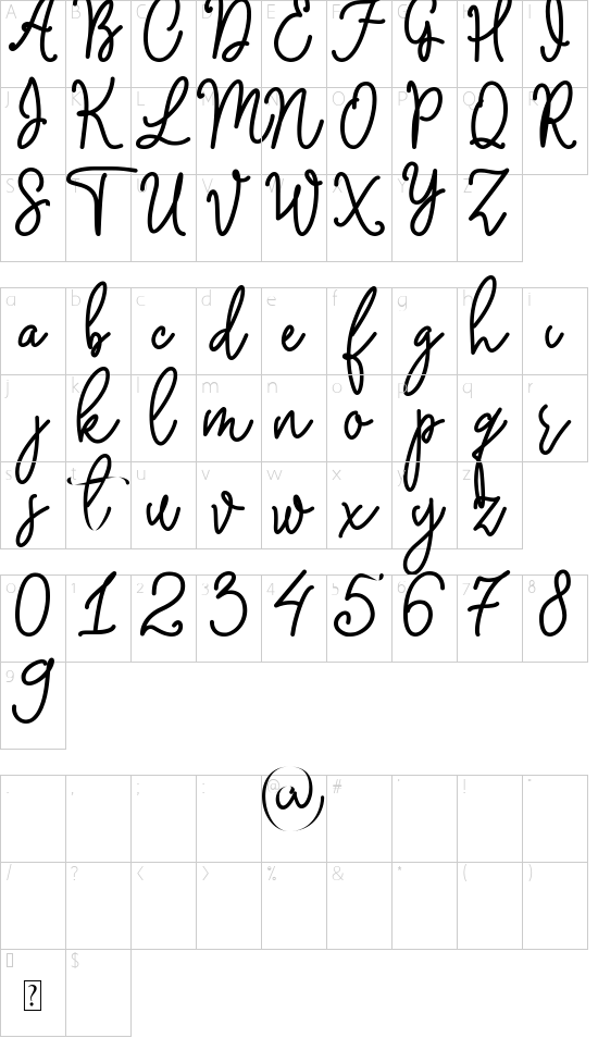 Rodriguez Monoline Demo font character map