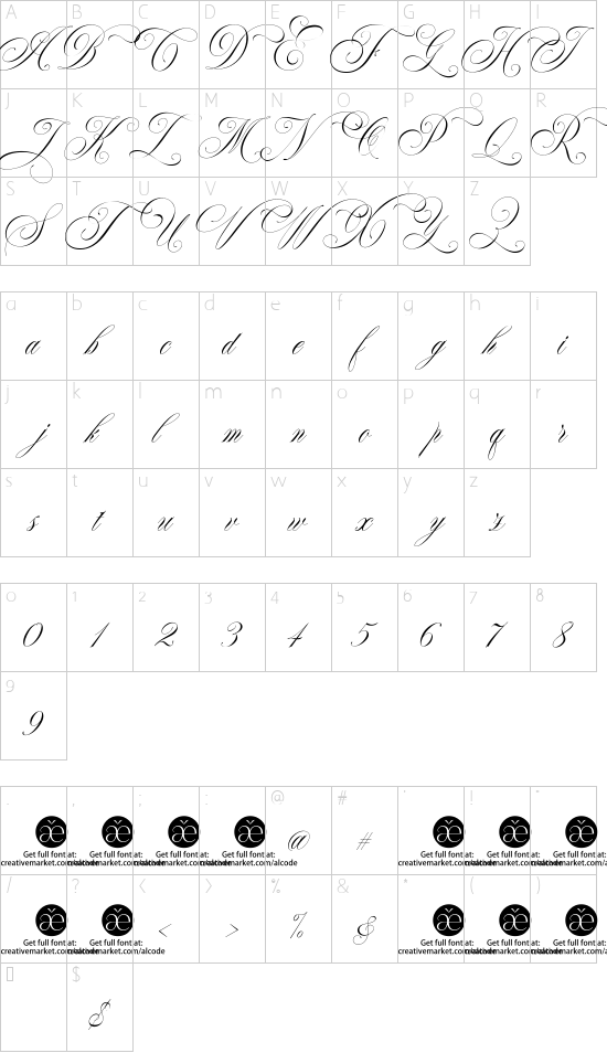 The Duality font character map