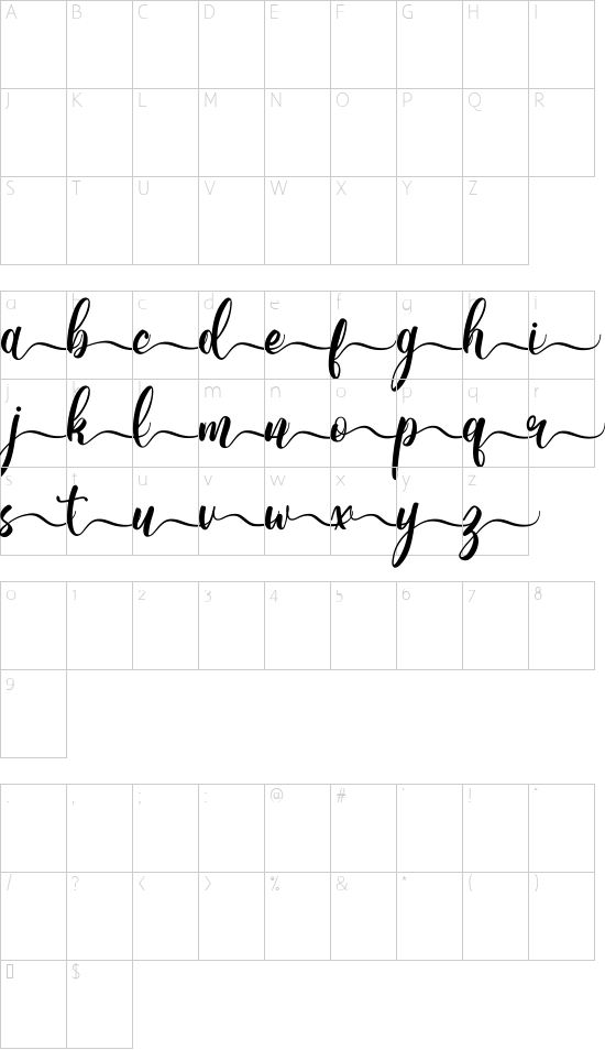 Wonderblend Back Demo Back font character map