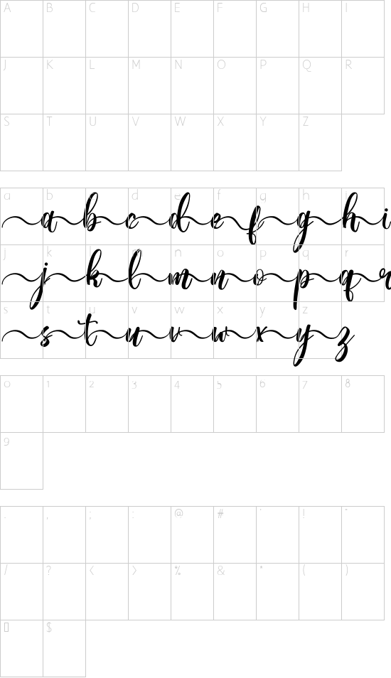 Wonderblend Front Demo Front font character map
