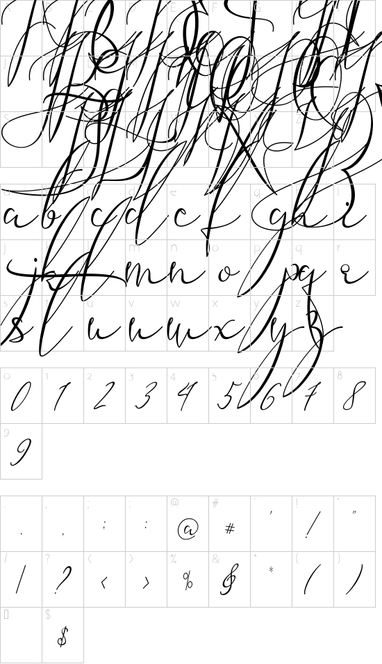 Xcellent girl font character map