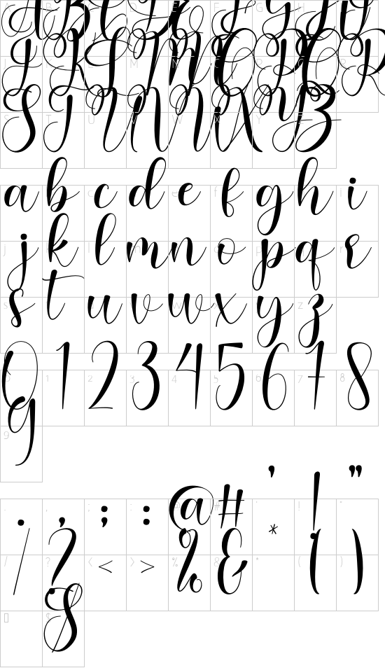 Marlyna font character map