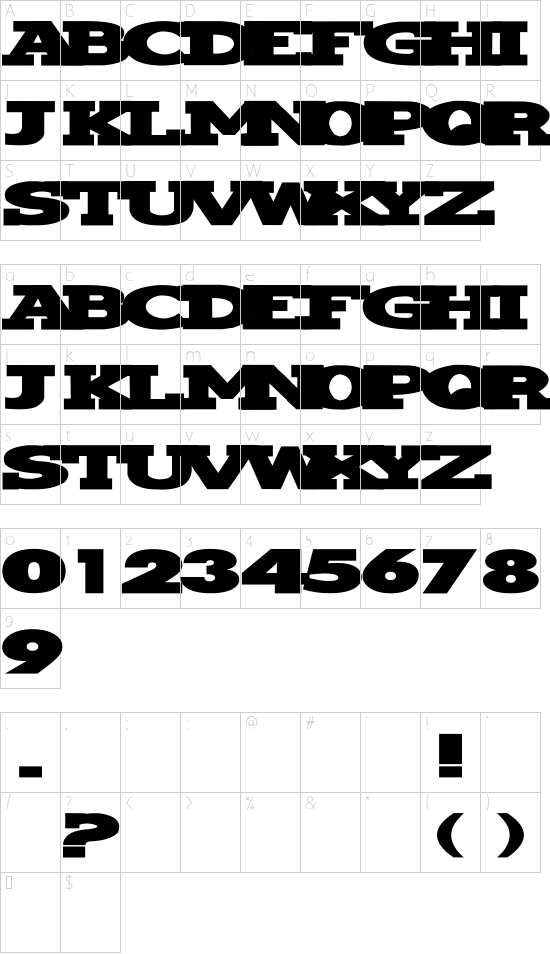 NewWGL4Font font character map