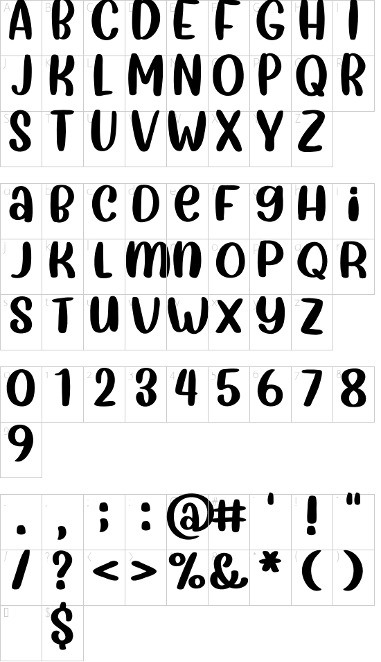 Sweet Winter Regular font character map