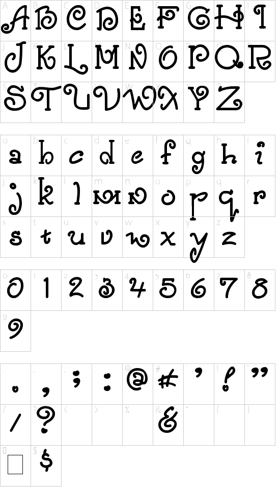 Only By Request font character map