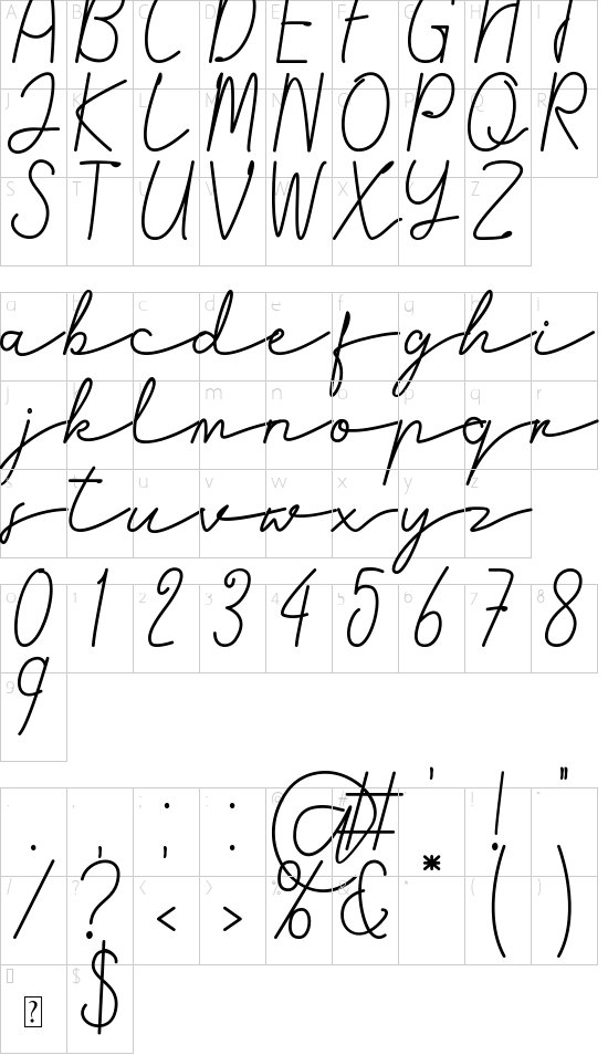 Brighton font character map