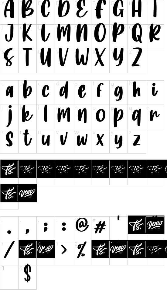 Island Namina font character map