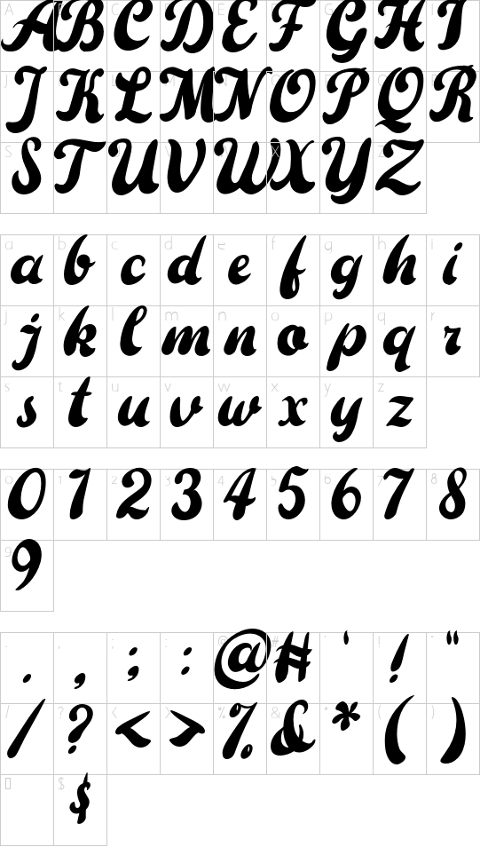 The Poisoned Heart font character map